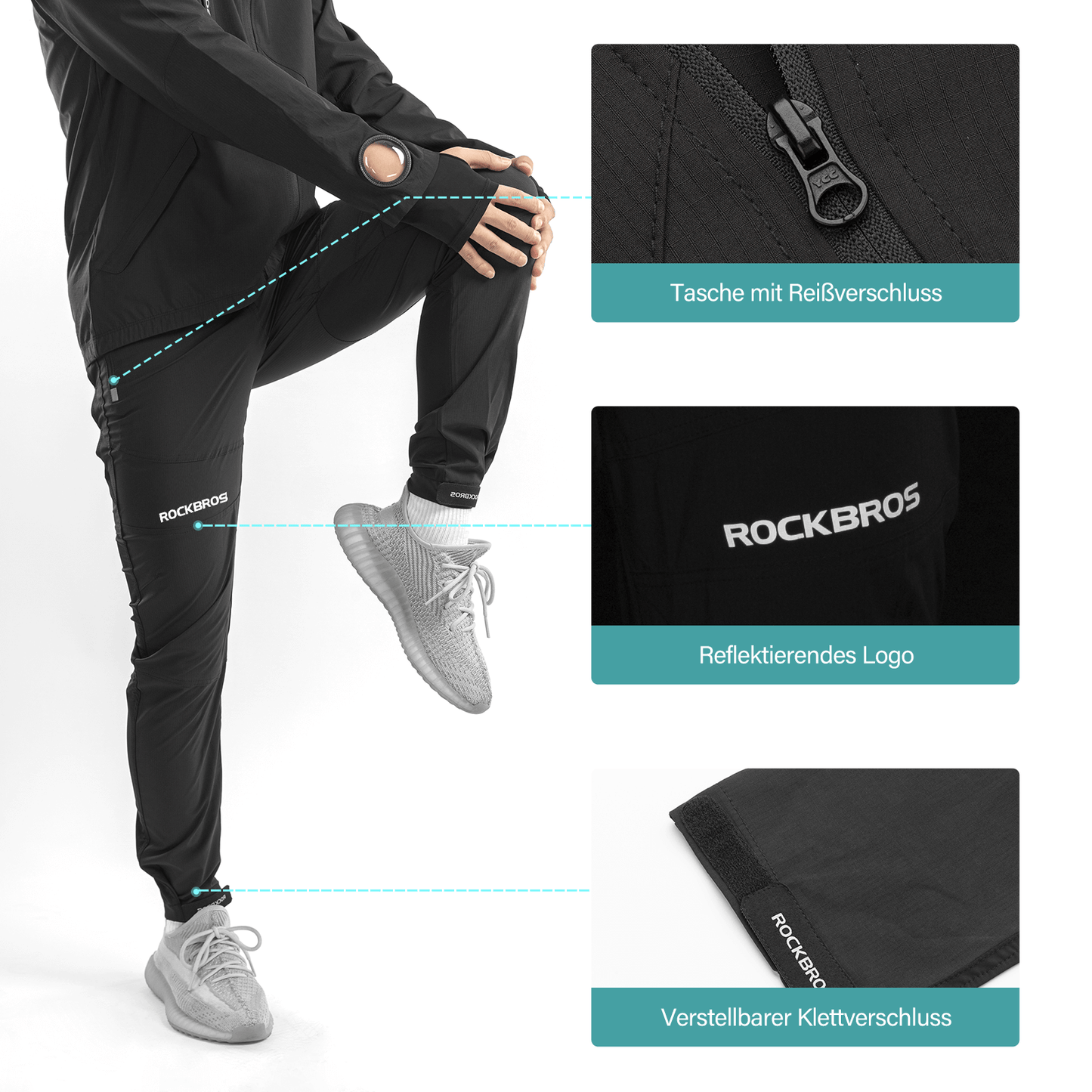 Conjunto de Ciclismo Masculino Softshell Respirável com Jaqueta e Calça ROCKBROS