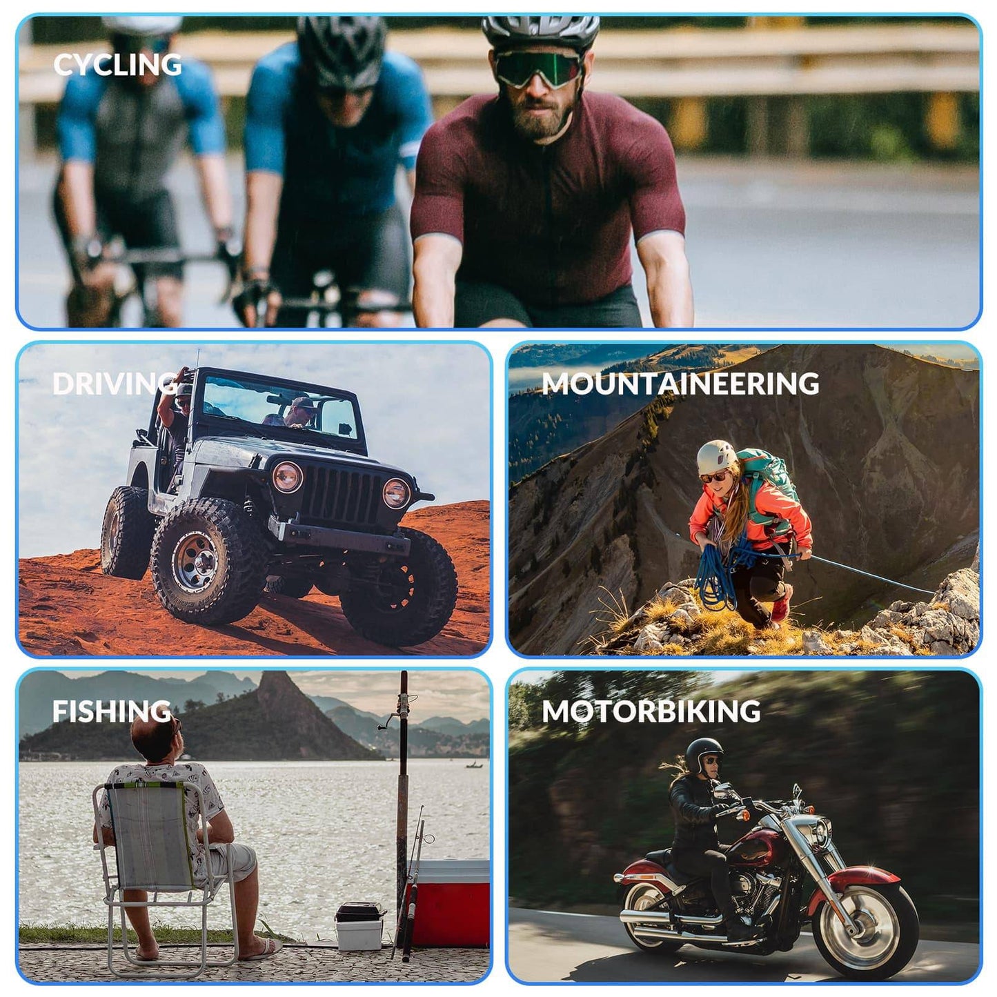 Óculos fotocromáticos HD para ciclismo, ideais para atividades ao ar livre, na cor azul, da ROCKBROS.