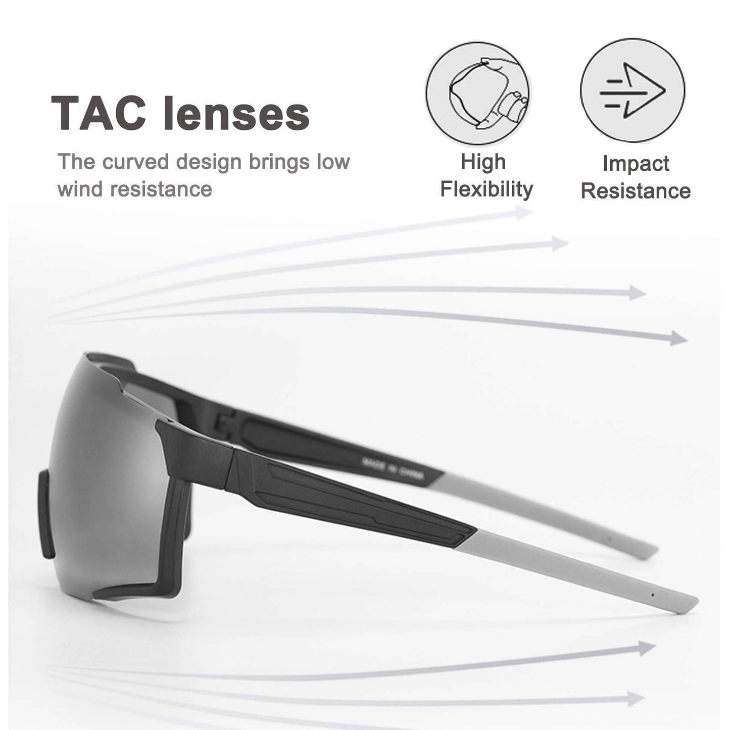 Óculos de sol polarizados, óculos de ciclismo para esportes ao ar livre, pretos, ROCKBROS