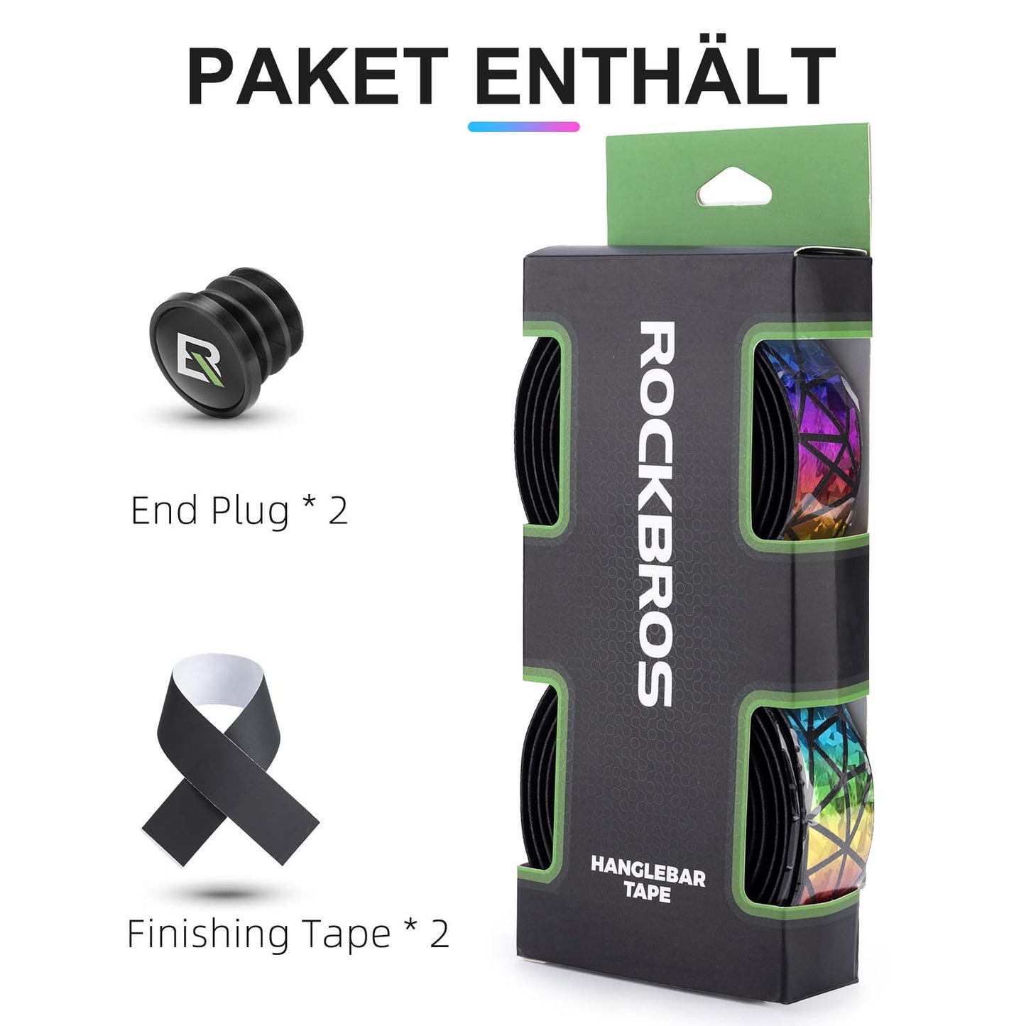 Fita antiderrapante para guidão de bicicleta, compatível com mountain bikes e bicicletas de estrada, 2 rolos, ROCKBROS