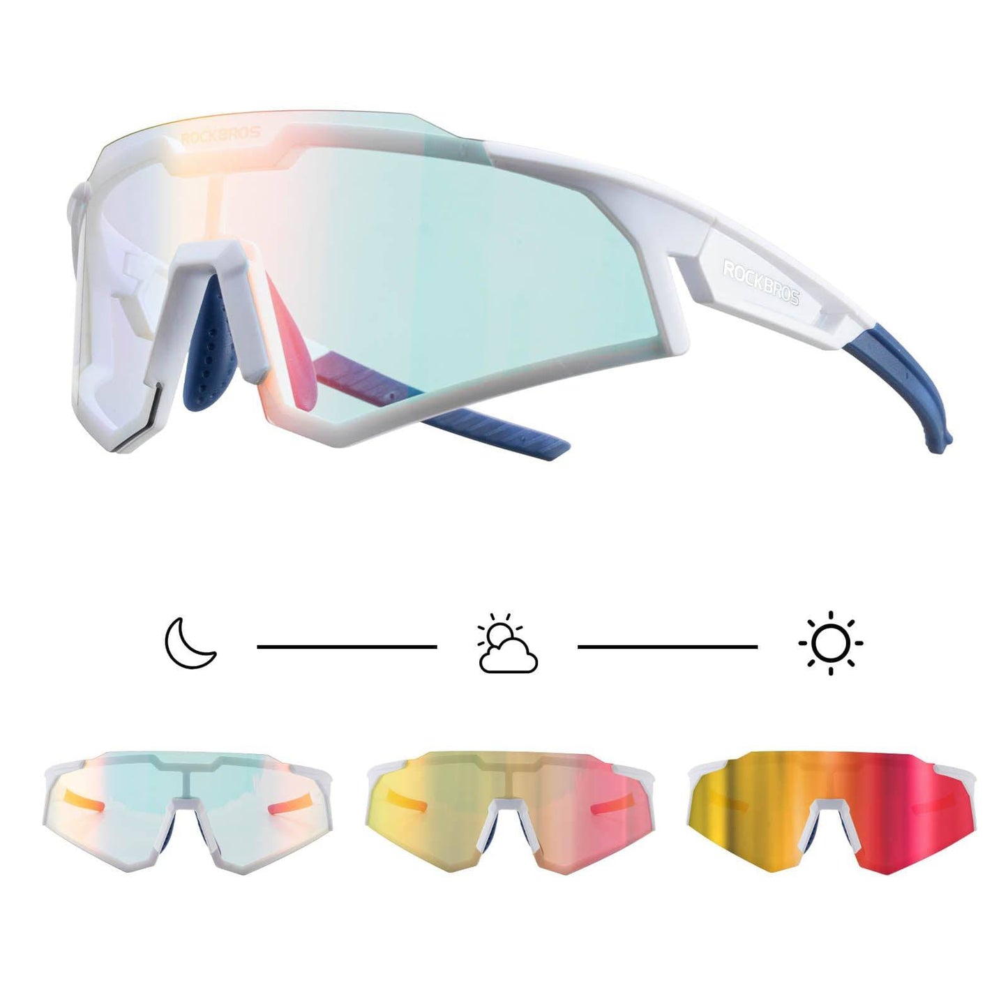 Óculos de sol, óculos para ciclismo, lentes fotossensíveis, para uso externo, proteção UV400, ROCKBROS