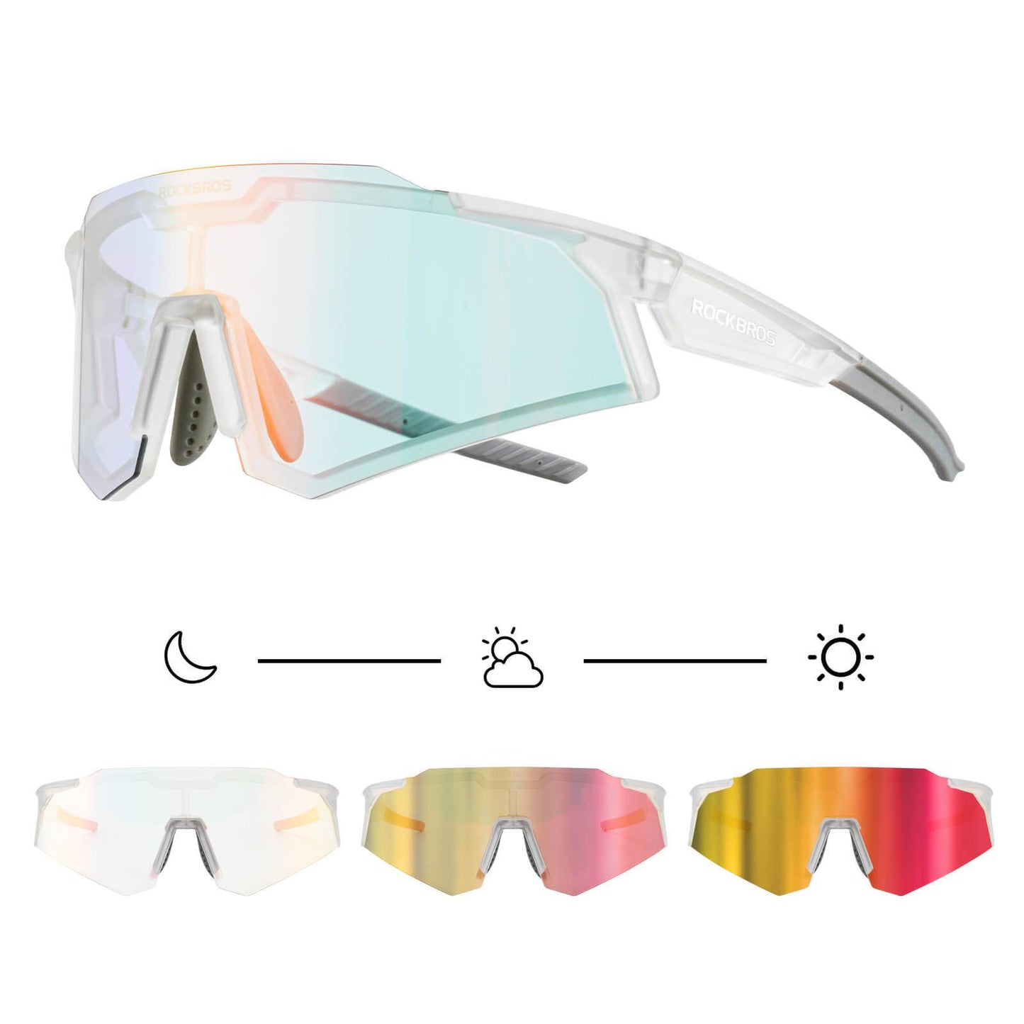Óculos de sol, óculos para ciclismo, lentes fotossensíveis, para uso externo, proteção UV400, ROCKBROS