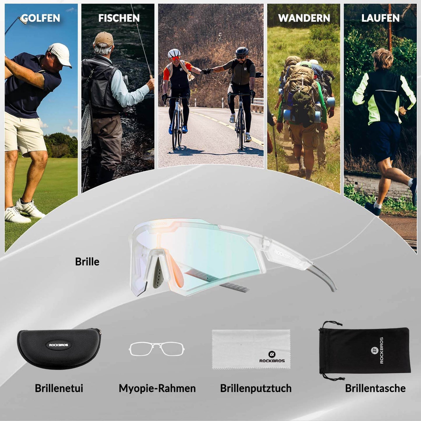 Óculos de sol, óculos para ciclismo, lentes fotossensíveis, para uso externo, proteção UV400, ROCKBROS