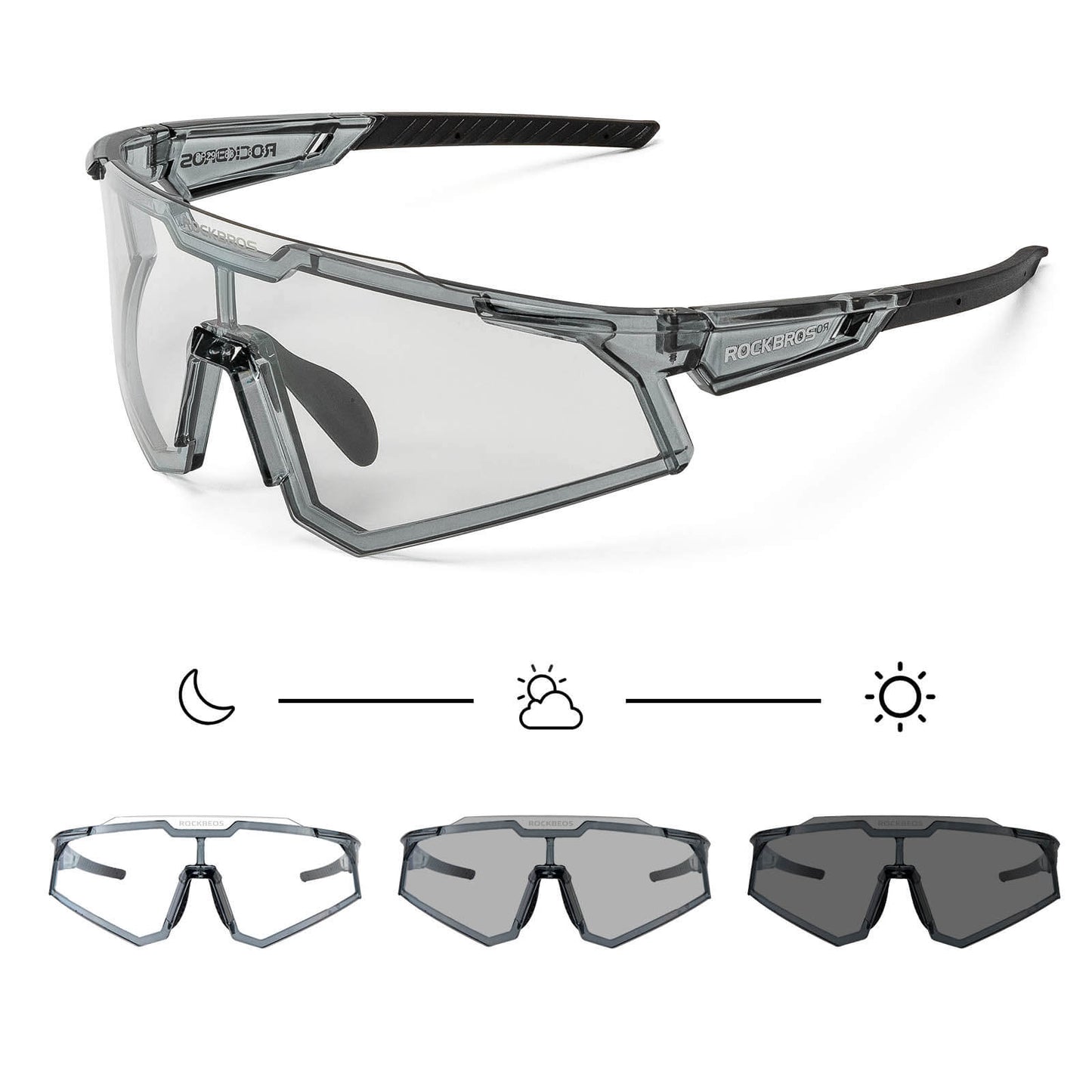 Óculos de sol, óculos para ciclismo, lentes fotossensíveis, para uso externo, proteção UV400, ROCKBROS