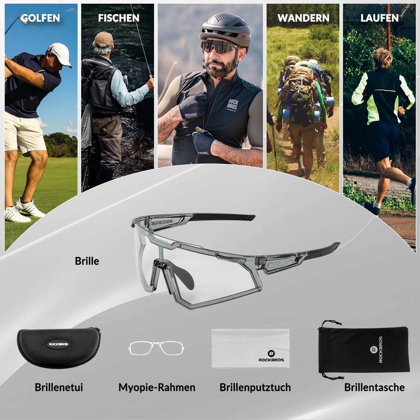 Óculos de sol, óculos para ciclismo, lentes fotossensíveis, para uso externo, proteção UV400, ROCKBROS