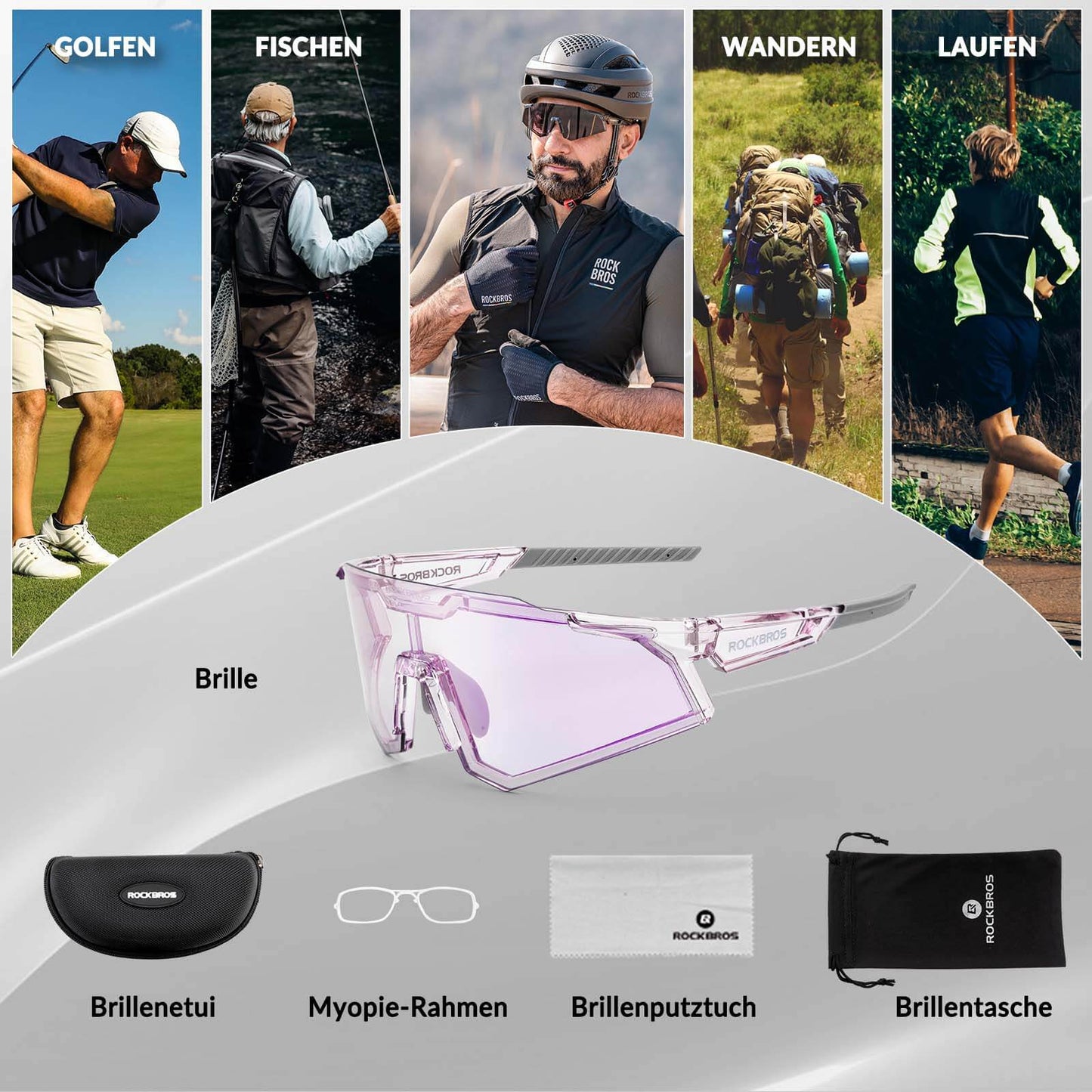 Óculos de sol, óculos para ciclismo, lentes fotossensíveis, para uso externo, proteção UV400, ROCKBROS