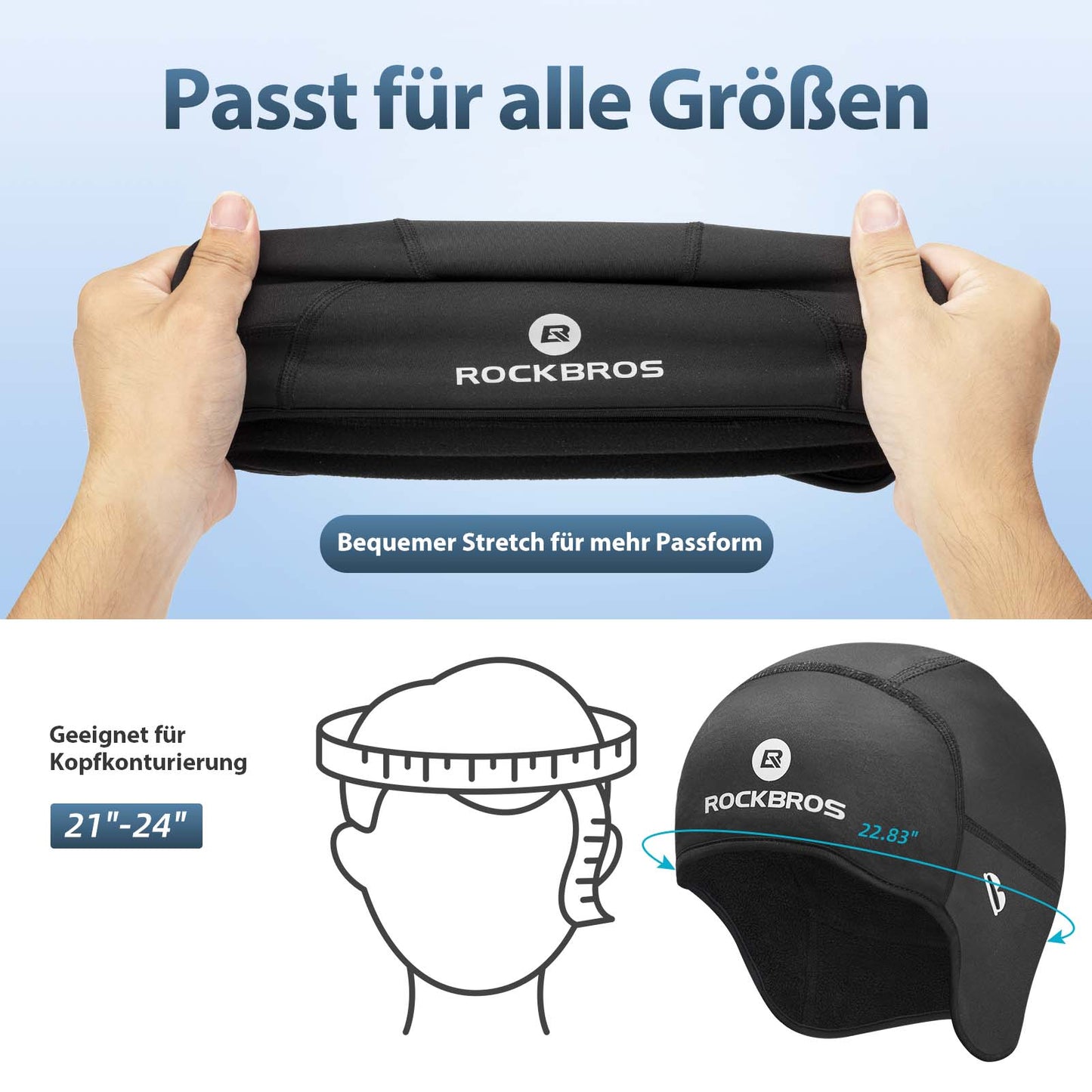 Boné de ciclismo de inverno, boné à prova de vento com orifícios para óculos, ROCKBROS