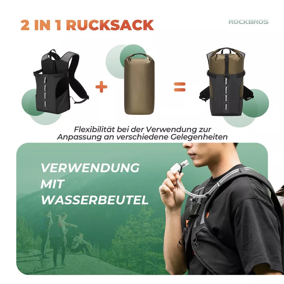 Mochila de bicicleta ROCKBROS mochila removível mochila de bicicleta 24L à prova d'água de viagem