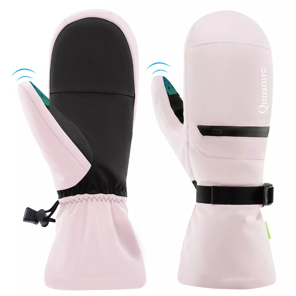 Qunature Luvas de esqui quentes Luvas de snowboard impermeáveis XS-XL feminino/masculino