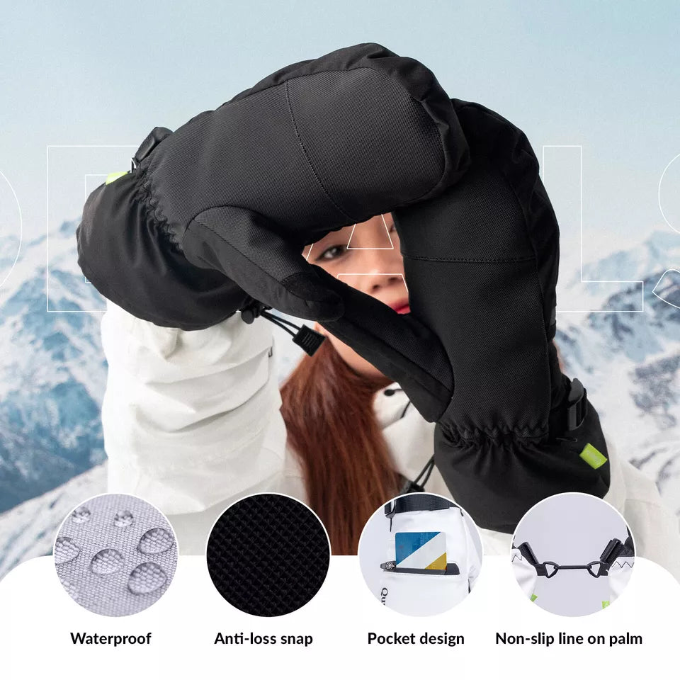 Qunature Luvas de esqui quentes Luvas de snowboard impermeáveis XS-XL feminino/masculino
