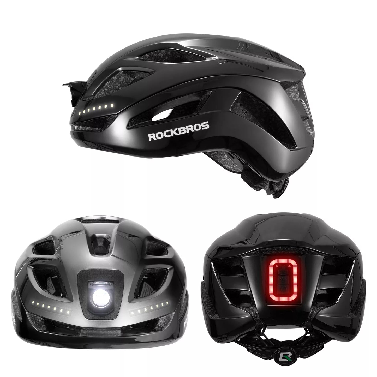 Capacete de bicicleta ROCKBROS capacete de bicicleta com luz de advertência de segurança capacete protetor 57-61 cm