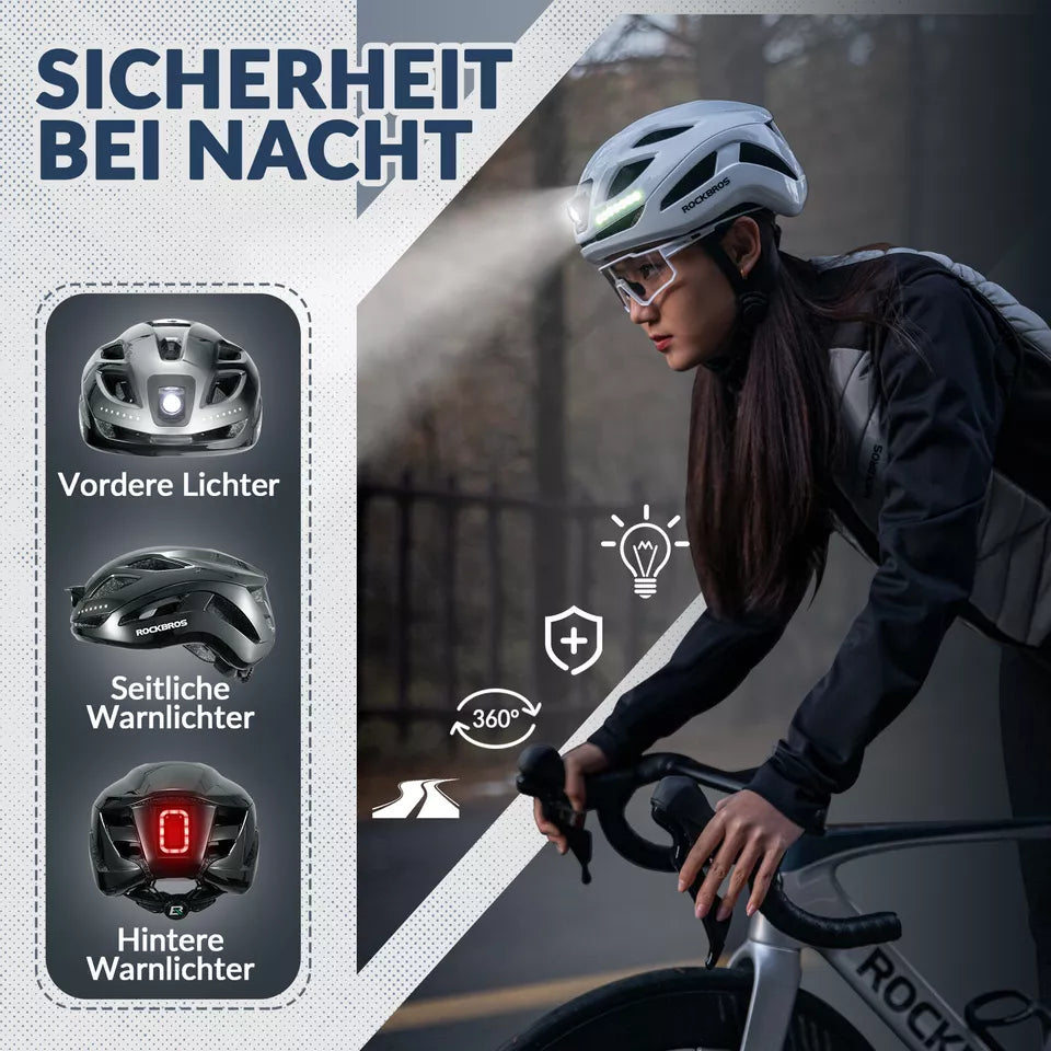 Capacete de bicicleta ROCKBROS capacete de bicicleta com luz de advertência de segurança capacete protetor 57-61 cm