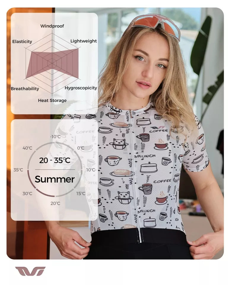 Camisa de ciclismo feminina ROCKBROS TVI de manga curta respirável com 3 bolsos