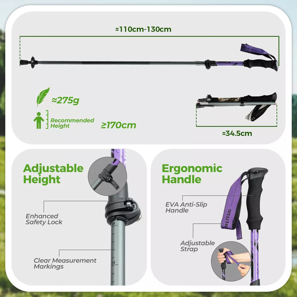 Bastões de trekking Qunature Bastões de caminhada 7075 alumínio 130cm