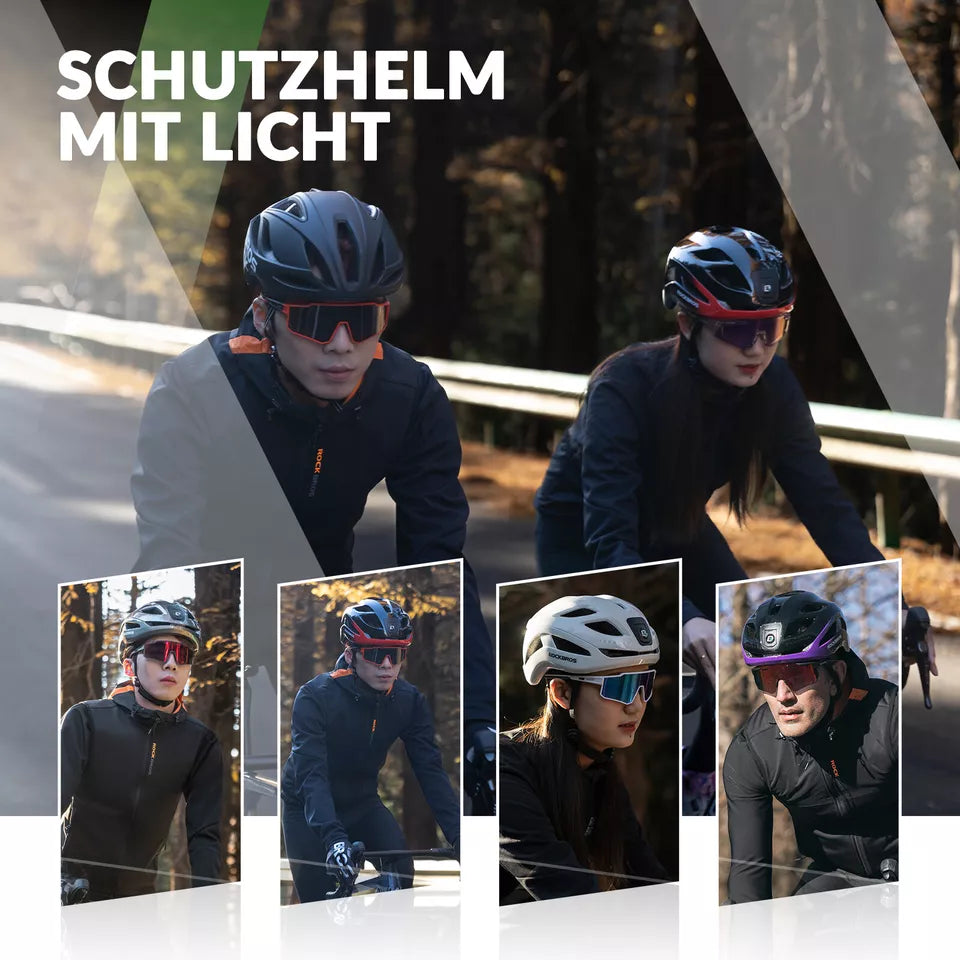 Capacete de bicicleta ROCKBROS capacete de bicicleta com luz de advertência de segurança capacete protetor 57-61 cm