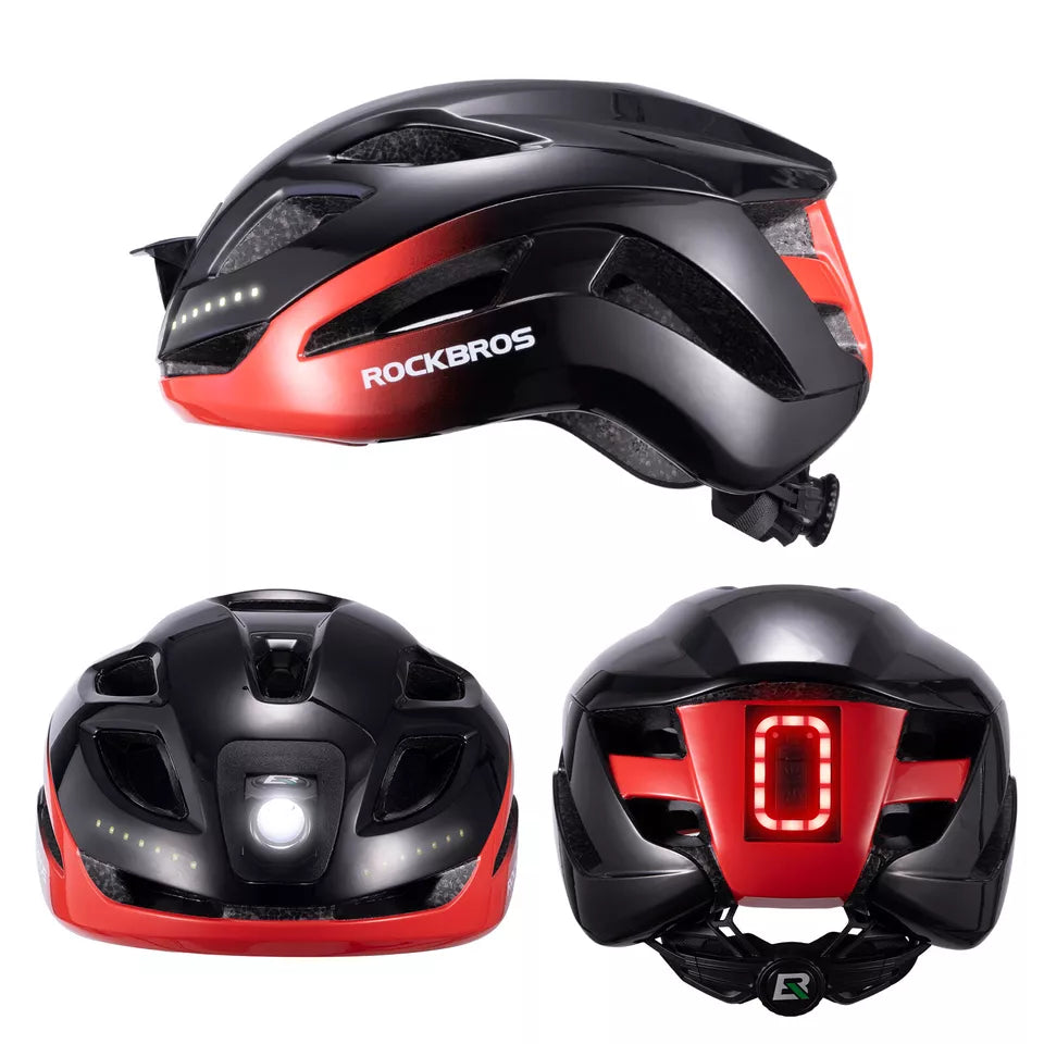 Capacete de bicicleta ROCKBROS capacete de bicicleta com luz de advertência de segurança capacete protetor 57-61 cm
