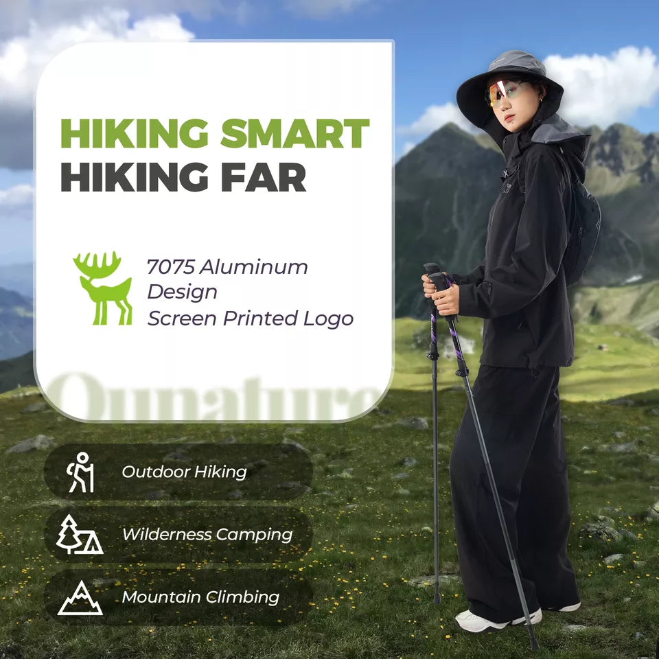 Bastões de trekking Qunature Bastões de caminhada 7075 alumínio 130cm