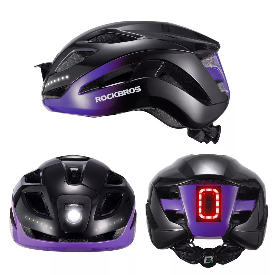 Capacete de bicicleta ROCKBROS capacete de bicicleta com luz de advertência de segurança capacete protetor 57-61 cm