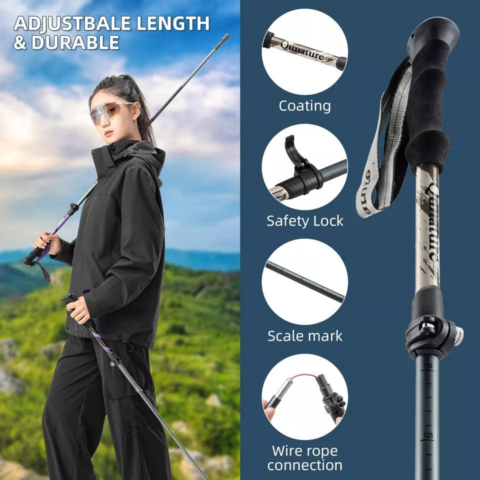 Bastões de trekking Qunature Bastões de caminhada 7075 alumínio 130cm
