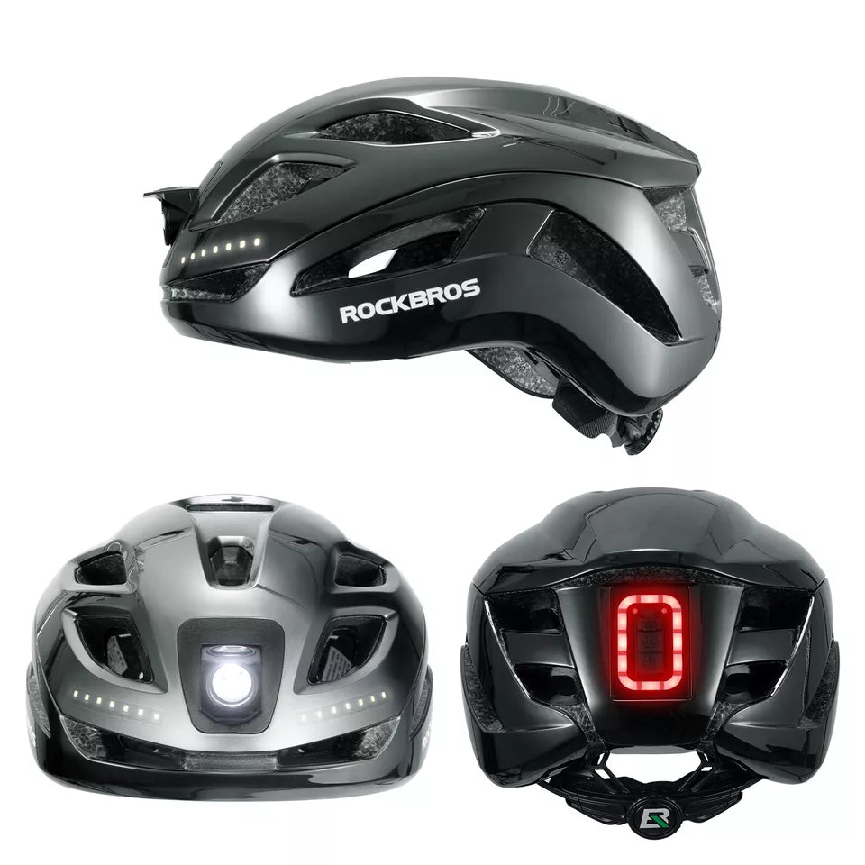 Capacete de bicicleta ROCKBROS capacete de bicicleta com luz de advertência de segurança capacete protetor 57-61 cm