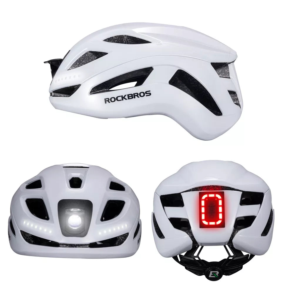 Capacete de bicicleta ROCKBROS capacete de bicicleta com luz de advertência de segurança capacete protetor 57-61 cm