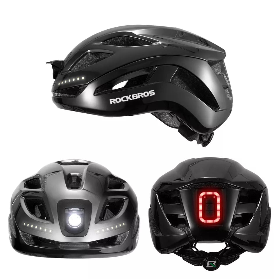 Capacete de bicicleta ROCKBROS capacete de bicicleta com luz de advertência de segurança capacete protetor 57-61 cm