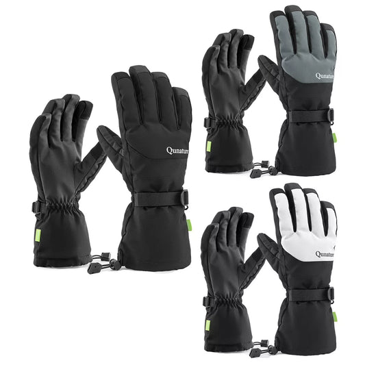 Qunature luvas de esqui de inverno touchscreen luvas impermeáveis neve