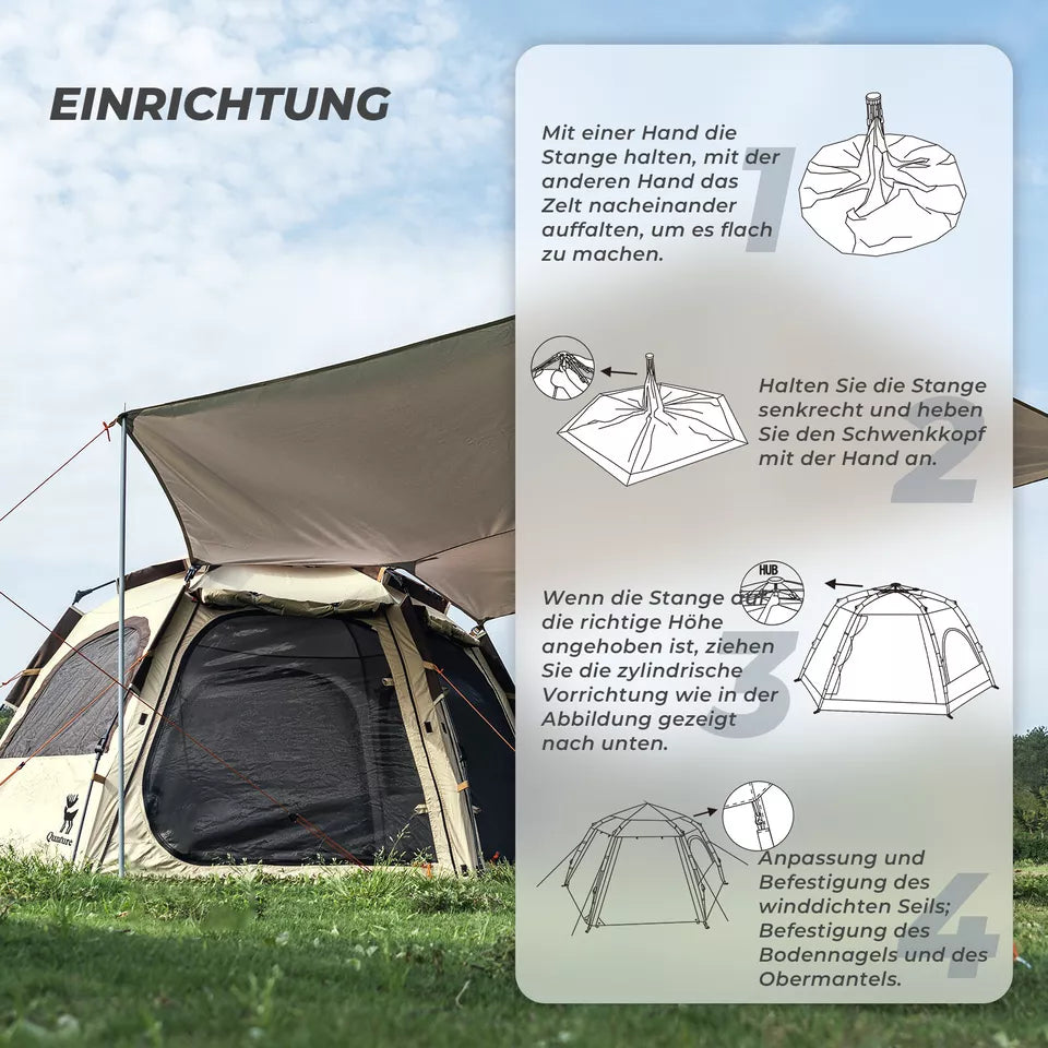 Qunature Barraca de acampamento para 2 a 4 pessoas Tenda pop-up com cúpula Tenda de acampamento à prova d'água