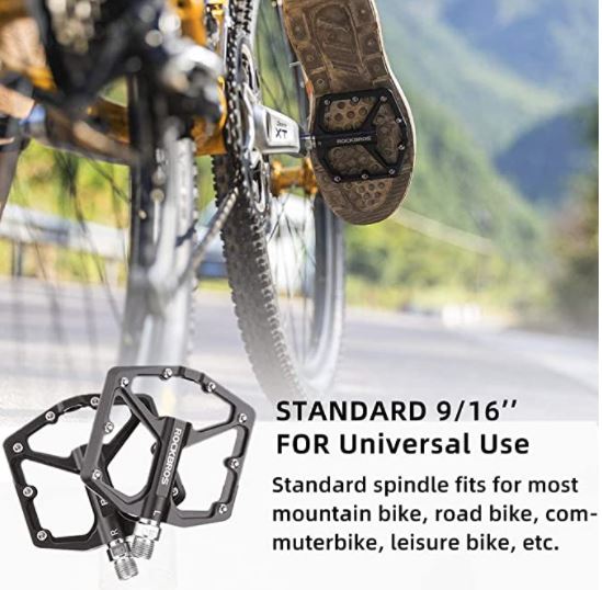 ROCKBROS Pedais de Bicicleta de Estrada Pedais de Plataforma de Alumínio Ultra Leve Anti-Derrapante 9/16 Polegadas