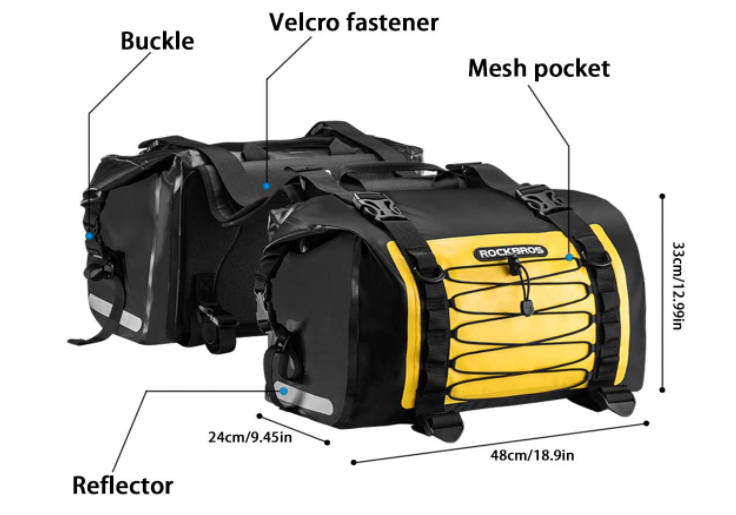 ROCKBROS Bolsa de motocicleta AS-010 Alforjes duplos à prova d'água Ca.62L
