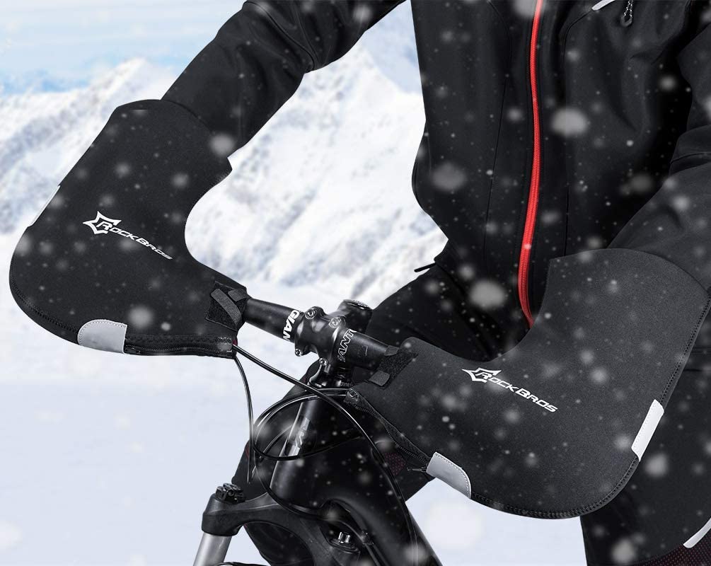 ROCKBROS D16-B luvas de guidão inverno térmico à prova de vento punhos de guidão para bicicleta forrado repelente de água