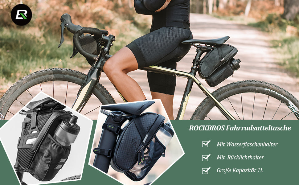 ROCKBROS C7-1 Alforje de bicicleta com suporte para garrafa à prova d'água