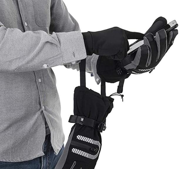 ROCKBROS Luvas de esqui 2 em 1 luvas quentes à prova de vento para esportes ao ar livre